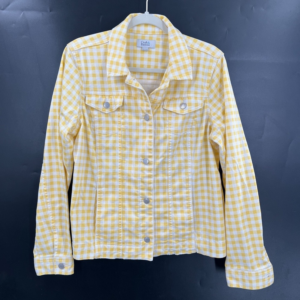 Butter Yellow gingham trucker jacket denim feminine preppy cottagecore y2k M